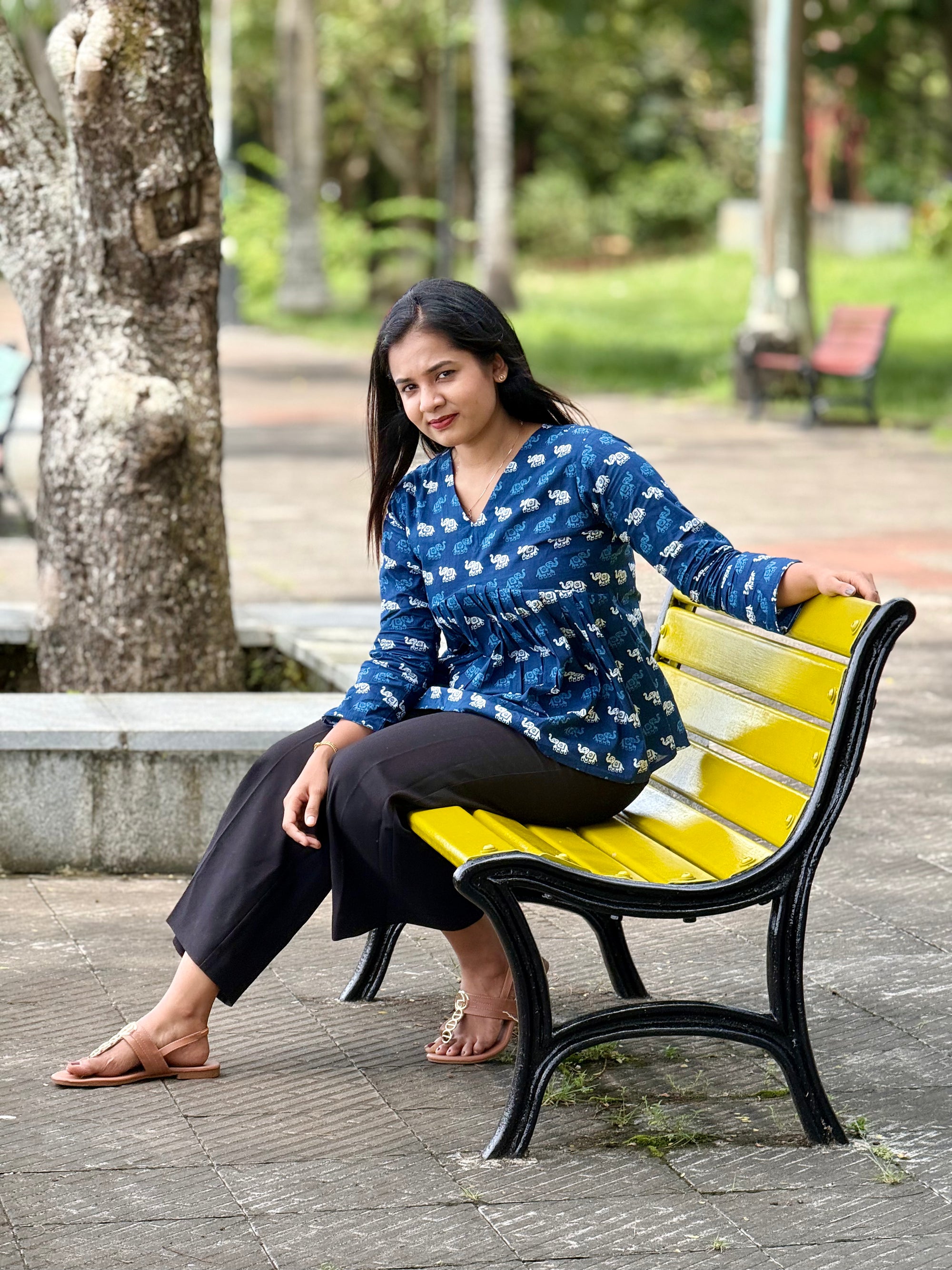 Navy Blue Short Kurti - KLA 9112