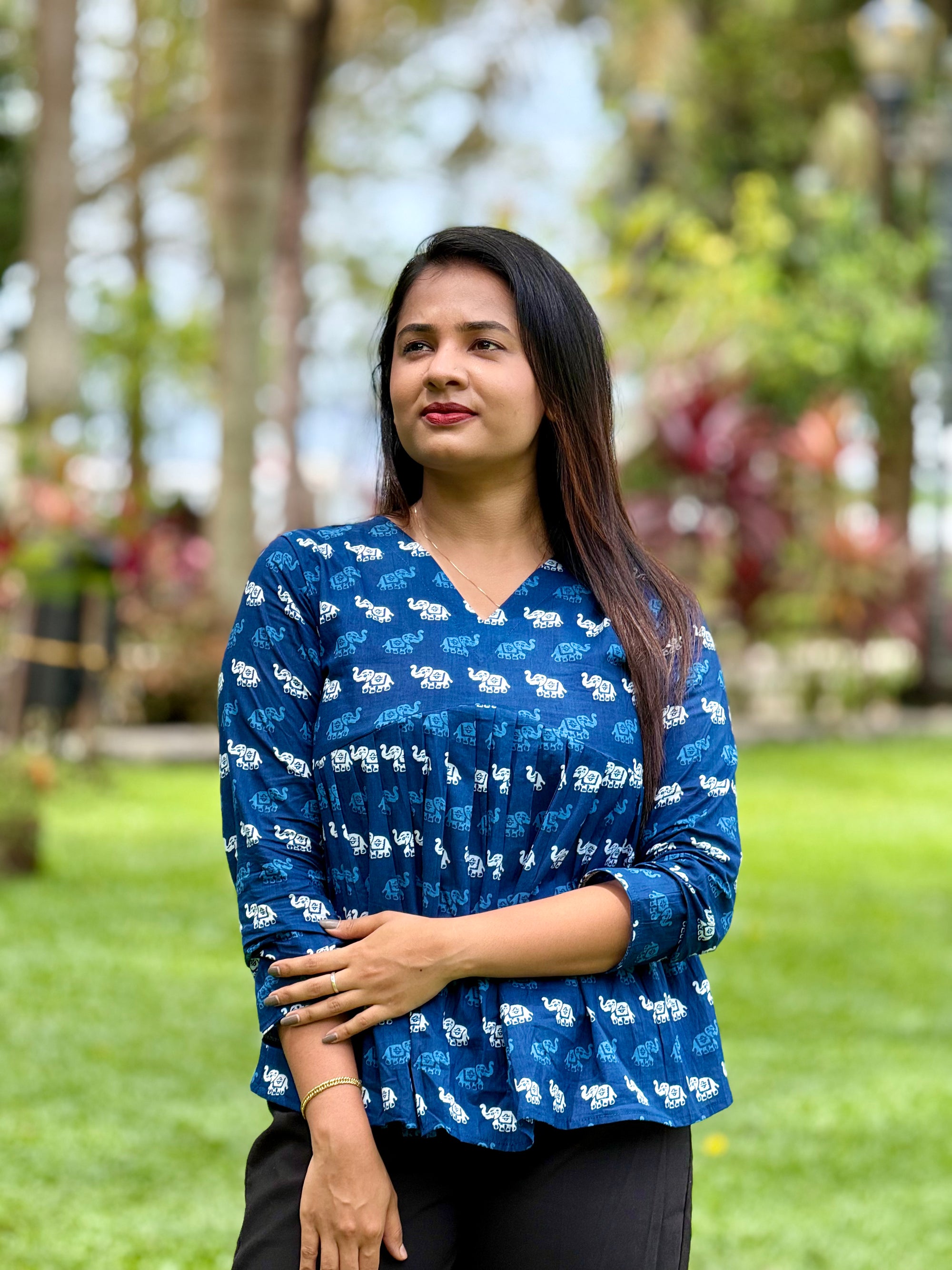 Navy Blue Short Kurti - KLA 9112