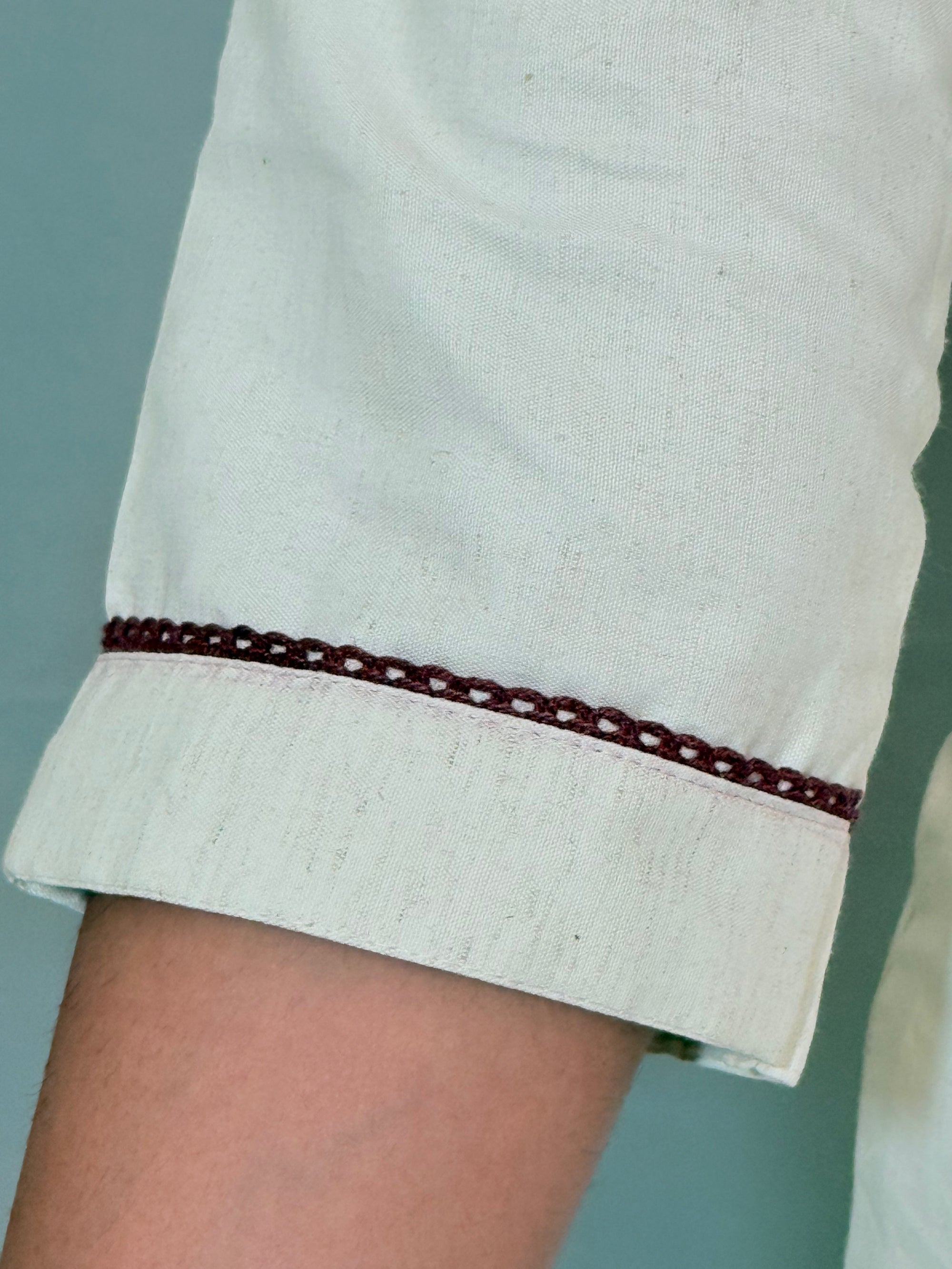 White cord set with thread work - KLA695