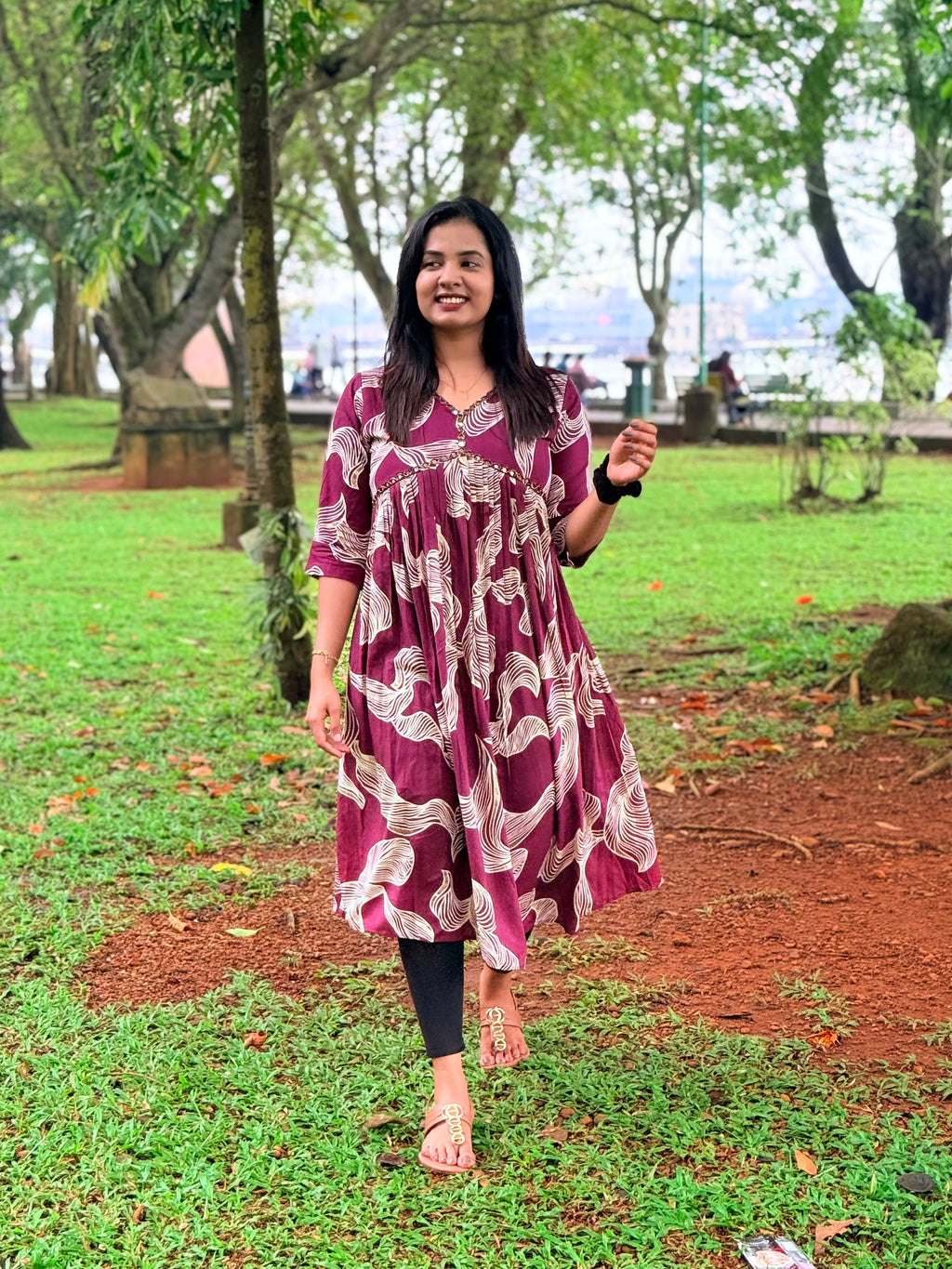 KLA 9228 - Beautiful wine color rayon flared kurti