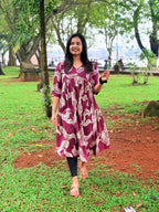 KLA 9228 - Beautiful wine color rayon flared kurti