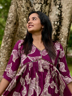 KLA 9228 - Beautiful wine color rayon flared kurti