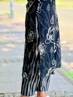 Black cotton fabric with printed design - KLA 9043