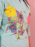 Light green cord set with thread work - KLA 545