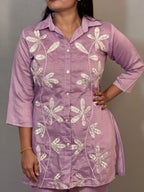 Lavender cord set with thread work - KLA 240