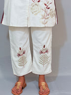 White cord set with thread work - KLA695