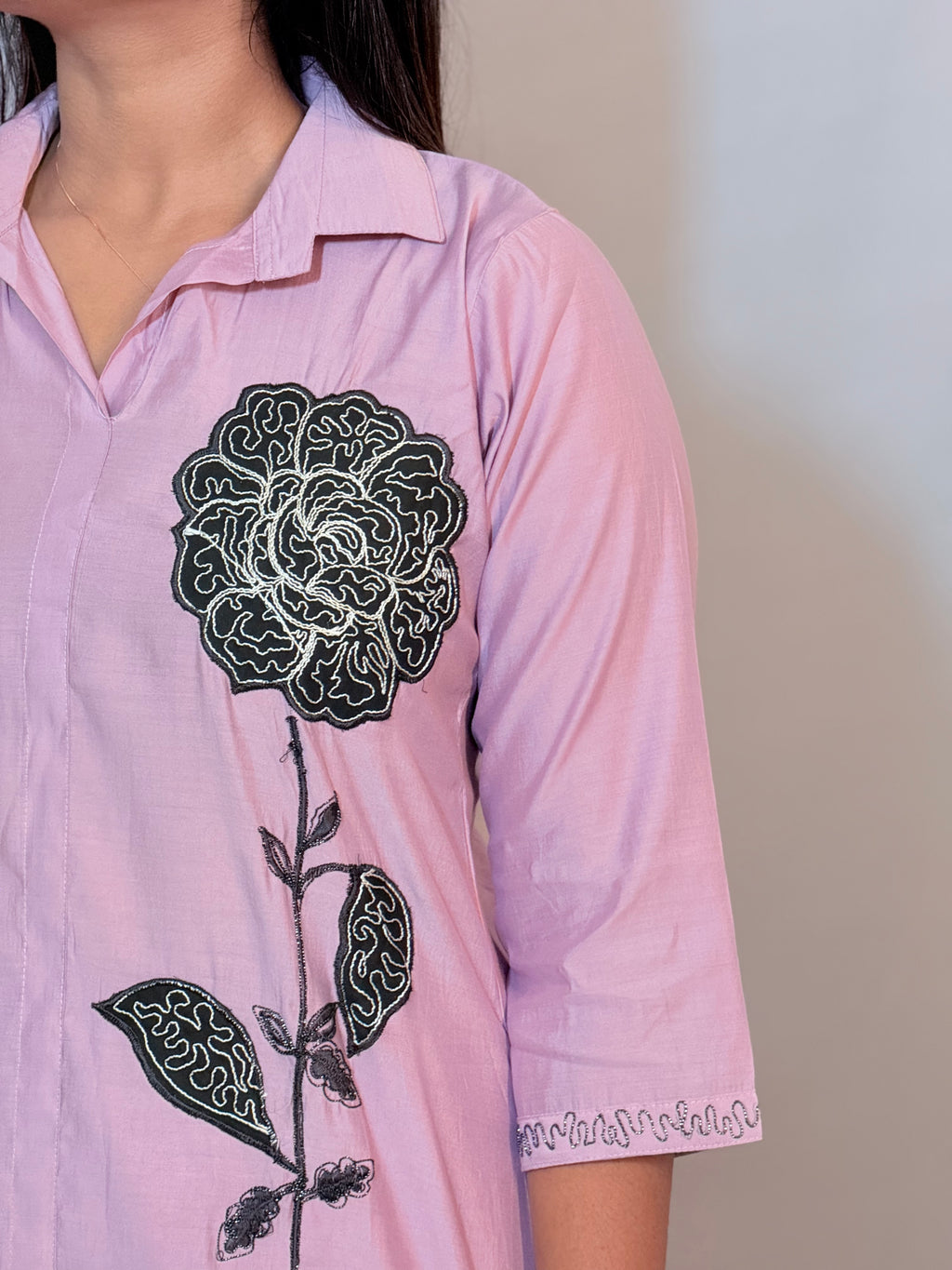 Light purple cord set with simple thread work - KLA 510