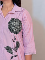Light purple cord set with simple thread work - KLA 510