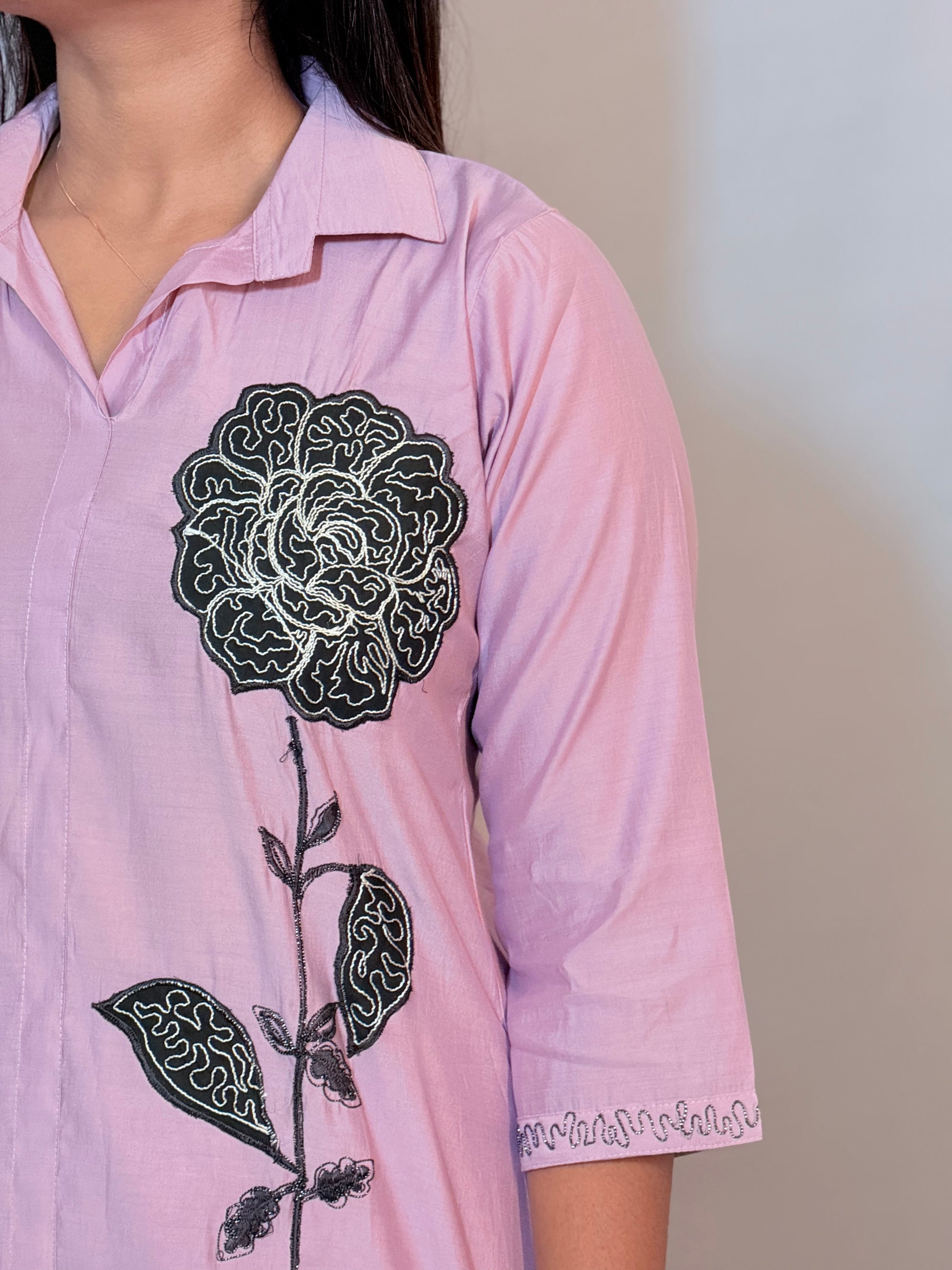 Light purple cord set with simple thread work - KLA 510