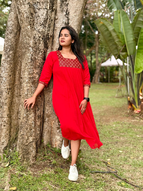 Elegant georgette single piece kurti (Sleeveless)- KLA9308