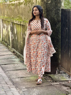Off White Printed Flare Kurti - K3233